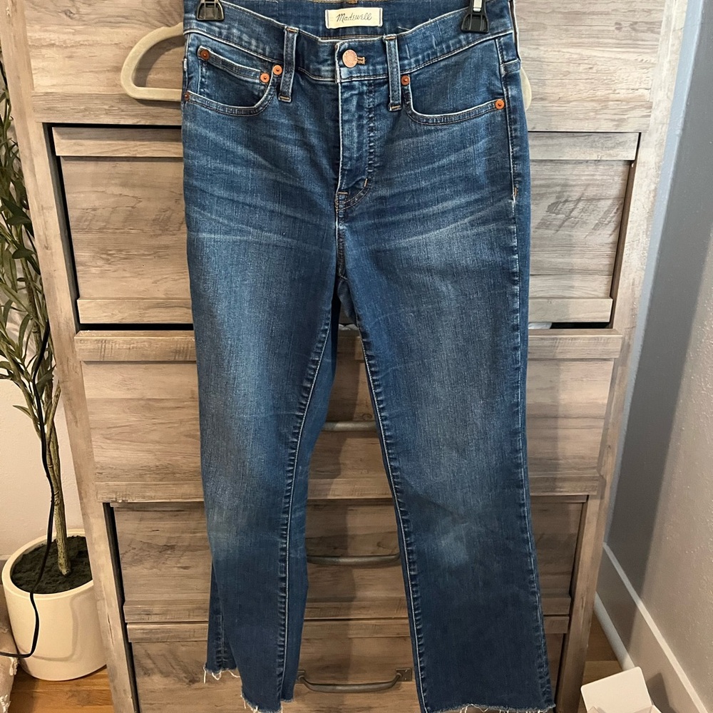 Madewell Blue Flare Wide Leg Jeans with Natural Fading